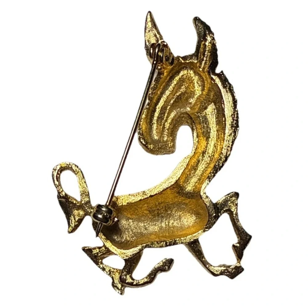 Gold‎ Tone Textured Donkey Brooch Vtg J-8Q